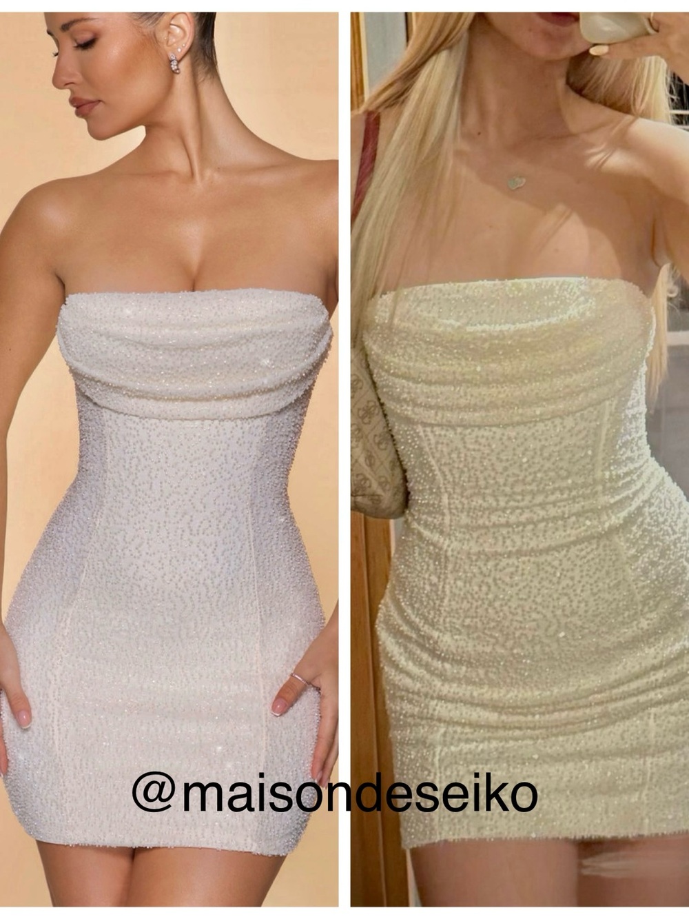 NWT Oh Polly Mini Dress White Pearl Beaded Basel Strapless Bodycon Corset 6 Long